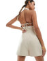 Фото #2 товара Kaiia tailored halter neck low back playsuit in beige