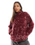 Фото #1 товара Levi's Canyon half zip bandana print sherpa borg sweatshirt in burgundy