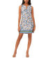 Women's Sleeveless Mixed-Print Keyhole-Neck Shift Dress