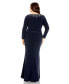 Фото #3 товара Plus Size Long Sleeve Embellished Neckline Jersey Gown