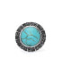 Simulated Turquoise in Silver Plated Round Greek Key Adjustable Ring