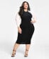 Фото #1 товара Trendy Plus Size Colorblocked Bodycon Dress