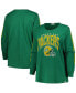 ფოტო #1 პროდუქტის Women's Green Distressed Green Bay Packers Plus Size Honey Cat SOA Long Sleeve T-shirt