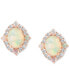 ფოტო #3 პროდუქტის EFFY® Ethiopian Opal (2-7/8 ct. t.w.) & Diamond (1/2 ct. t.w.) Halo Stud Earrings in 14k Rose Gold