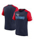 Фото #4 товара Men's Heathered Navy, Heathered Red Tennessee Titans Color Block Team Name T-shirt