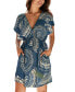 Women's Sapphire Boho V-Neck Dolman Sleeve Mini Beach Dress