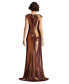 ფოტო #3 პროდუქტის Women's Houghton Metallic Crisscross Draped Gown