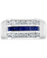 ფოტო #3 პროდუქტის EFFY® Men's Blue Sapphire (7/8 ct. t.w.) & White Sapphire (1-1/4 ct. t.w.) Ring in Sterling Silver