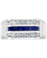 Фото #3 товара EFFY® Men's Blue Sapphire (7/8 ct. t.w.) & White Sapphire (1-1/4 ct. t.w.) Ring in Sterling Silver