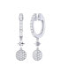 Full moon Star Design Sterling Silver Diamond Hoop Women Earring