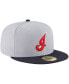 ფოტო #3 პროდუქტის Men's Gray Cleveland Guardians Cooperstown Collection Wool 59FIFTY Fitted Hat