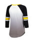 ფოტო #4 პროდუქტის Women's White, Black Iowa Hawkeyes Lead Off Ombre Raglan 3/4 Sleeve V-Neck T-shirt