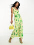 Фото #1 товара ASOS DESIGN sleeveless plunge neck burnout midi dress in green floral