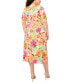 ფოტო #2 პროდუქტის Plus Size Printed Tie-Waist Midi Dress