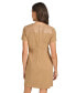 Фото #2 товара Women's Faux-Leather-Trim A-Line Dress