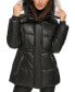 Women's Faux-Leather Faux-Shearling Hooded Anorak Puffer Coat