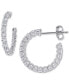 ფოტო #1 პროდუქტის Lab Grown White Sapphire Small Hoop Earrings (2-7/8 ct. t.w.) in Sterling Silver, 0.79"