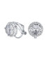 ფოტო #2 პროდუქტის Traditional Classic 2CT Brilliant Cut Round AAA CZ Cubic Zirconia Solitaire Halo Clip On Stud Earrings For Women Non Pierced 7MM