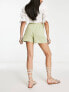 Фото #2 товара Stradivarius linen look runner short in khaki