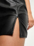 Фото #5 товара Only faux leather notch front mini skirt in black