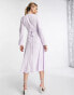 Фото #4 товара ASOS DESIGN bias cut satin wrap midi dress with tie waist in lilac