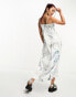 COLLUSION satin maxi slip dress with lace trim in floral print