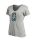 Фото #3 товара Women's Heathered Gray Seattle Mariners Core Official Logo V-Neck T-shirt