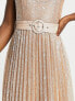 Фото #2 товара Style Cheat high neck pleated metallic midaxi dress in rust