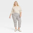 Women's High-Rise Tapered Pants - Ava & Viv Cream Plaid 26