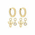 Playful round gold-plated earrings 2in1 TJ-0017-E-15