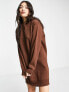 Фото #1 товара Threadbare Floyd hoodie mini dress in chocolate brown