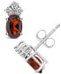 ფოტო #1 პროდუქტის Garnet (1-1/6 ct.t.w) and Diamond Stud Earrings (1/8 ct.t.w) in 14K White Gold