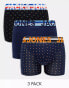 Jack & Jones 3 pack printed trunks in navy