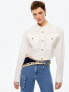 ფოტო #1 პროდუქტის Women's Cropped Shirt With Shoulder Pads