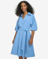 Фото #8 товара Women's Split-Neck Puff-Sleeve A-Line Dress