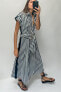 Фото #1 товара Платье-миди из смесового льна в полоску ZARA