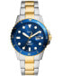 ფოტო #1 პროდუქტის Men's Blue Dive Three-Hand Date Two-Tone Stainless Steel Watch 42mm