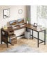 L Shaped Desk with File Drawer Cabinet, 59 Inch Corner Desk L Shaped Computer Desk with Drawers, PC Table Writing Desk for Home Office