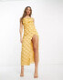 Фото #2 товара ASOS DESIGN textured cowl maxi dress with strappy detail in pale yellow