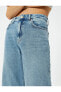 Фото #6 товара Geniş Kısa Paça Kot Pantolon Standart Bel Pamuklu Cepli - Bianca Crop Jean