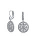 Фото #1 товара Sorcerer Shield Circle Round Compass Cubic Zirconia CZ Prom Dangle Earrings Rhodium Plated Brass