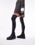 Topshop – Wide Fit – Martha – Elastische Overknee-Stiefel in Schwarz