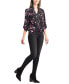 Фото #4 товара Juniors' Roll-Tab-Sleeve Tie-Front Floral Shirt