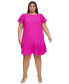 Фото #1 товара Платье женское DKNY plus Size с оборками и летящими рукавами-летучая мышь