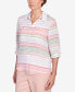 ფოტო #5 პროდუქტის Women's English Garden Stripe Split Sleeve Button Down Shirt