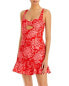 Фото #1 товара Платье BCBGMAXAZRIA Цветочный принт с вырезными деталями, красное сочетание 2