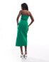 Фото #2 товара Vesper notch detail cami strap thigh split midi dress in green