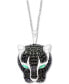 ფოტო #1 პროდუქტის EFFY® Black Spinel (4-1/2 ct. t.w.) & Green Onyx Panther 18" Pendant Necklace in Sterling Silver