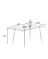 0.32" Thick Tempered Glass Top Dining Table With Silver Stainless Steel Legs