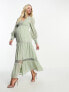 Фото #8 товара ASOS DESIGN Maternity tufted dobby lace insert maxi dress in light sage